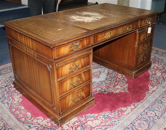 A mahogany pedestal desk, W.157cm